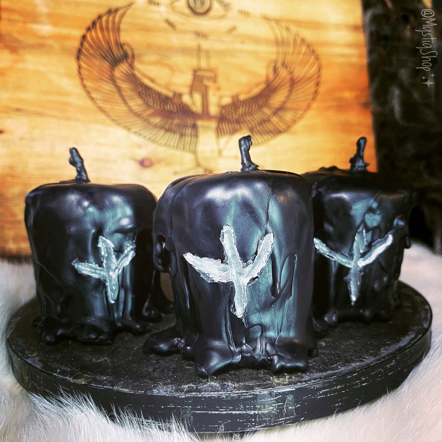🕯Black “Algiz” Rune Beeswax Dungeon Taster Candles
