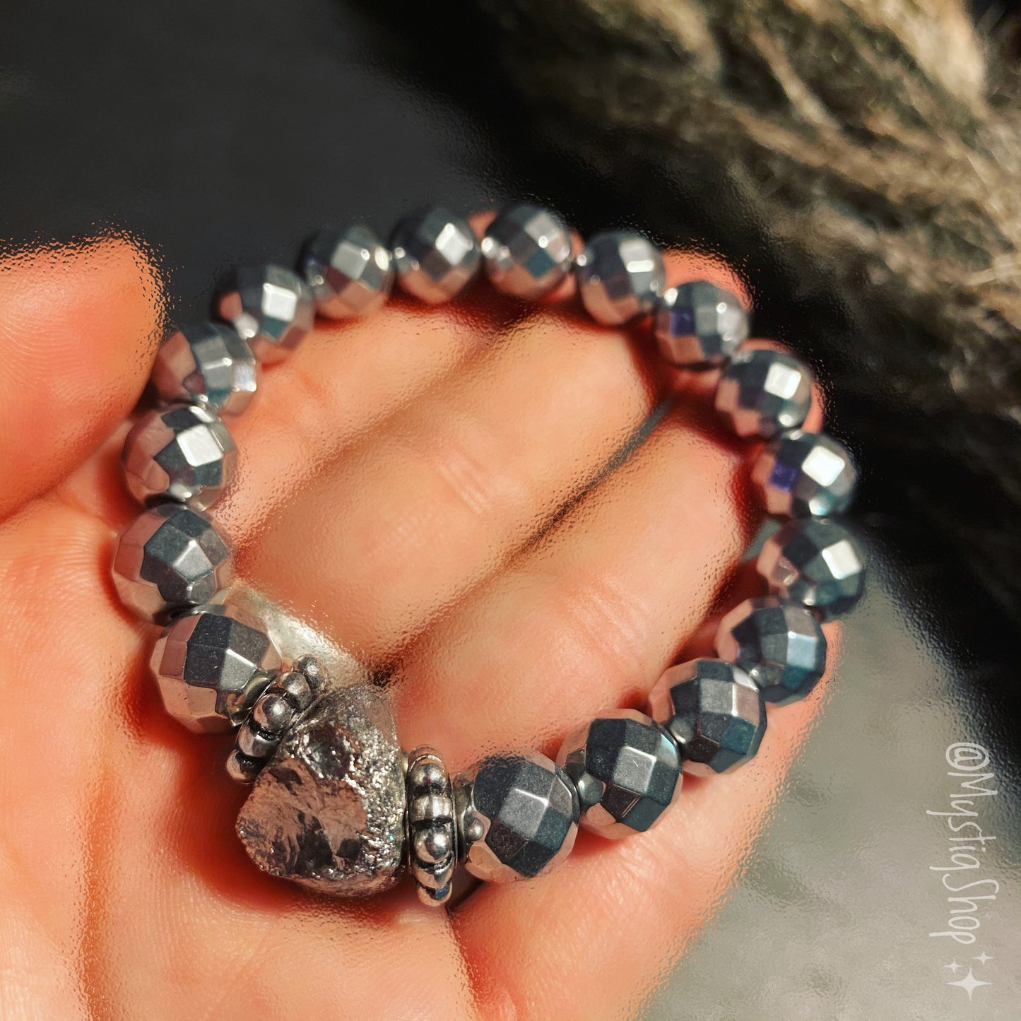 ✨Faceted Hematite & Pyrite Bracelet