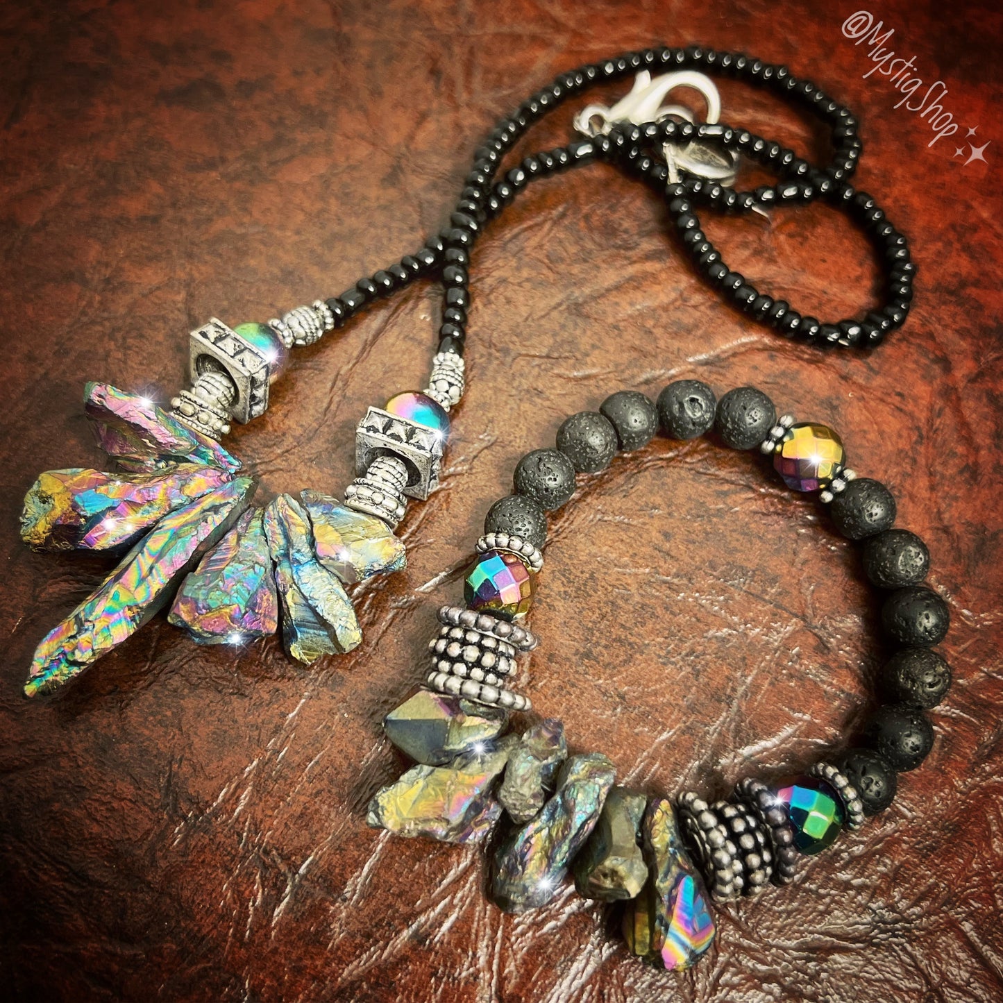 🌈Rainbow Hematite Jewelry Set