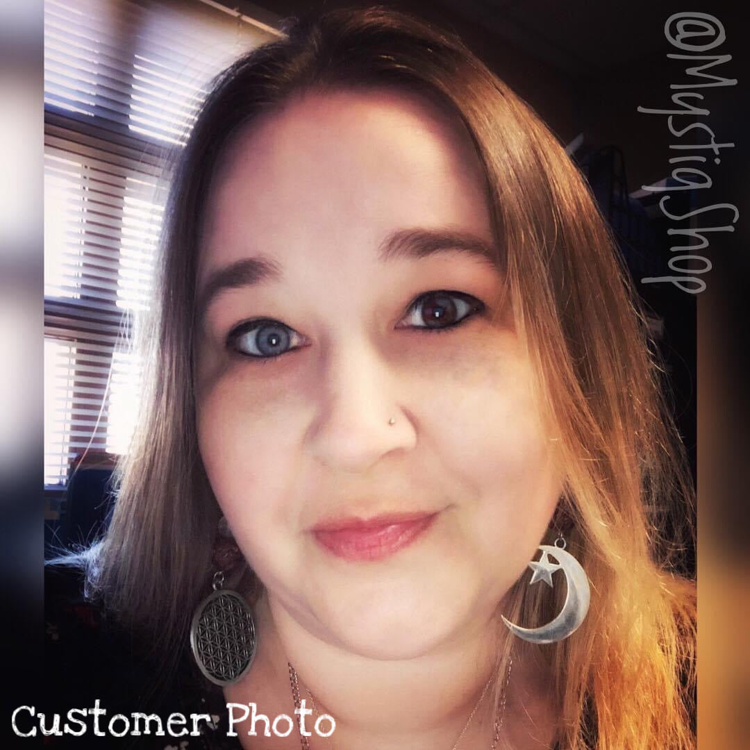 🌙Mismatched Moon and FlowerOfLife Earrings