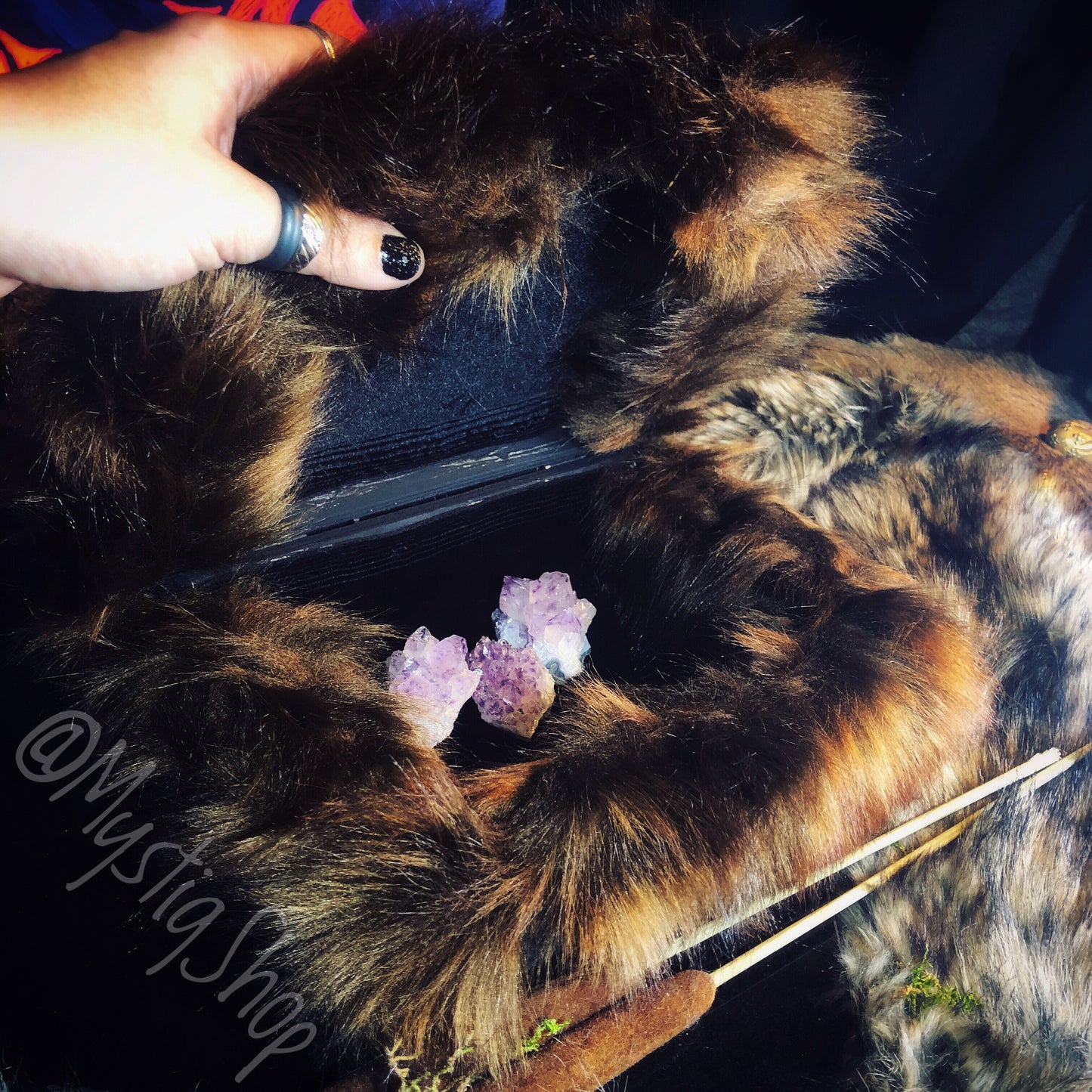 Handmade Faux Fur Jewelry / Crystal Box