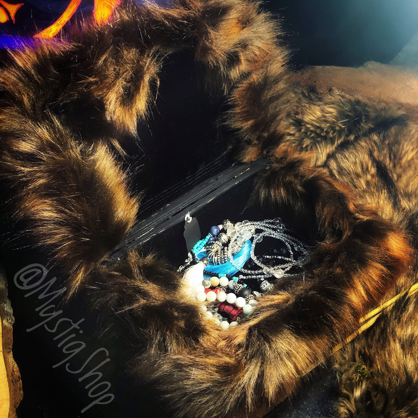 Handmade Faux Fur Jewelry / Crystal Box