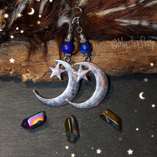 💙Moon And Star Dangle Earrings