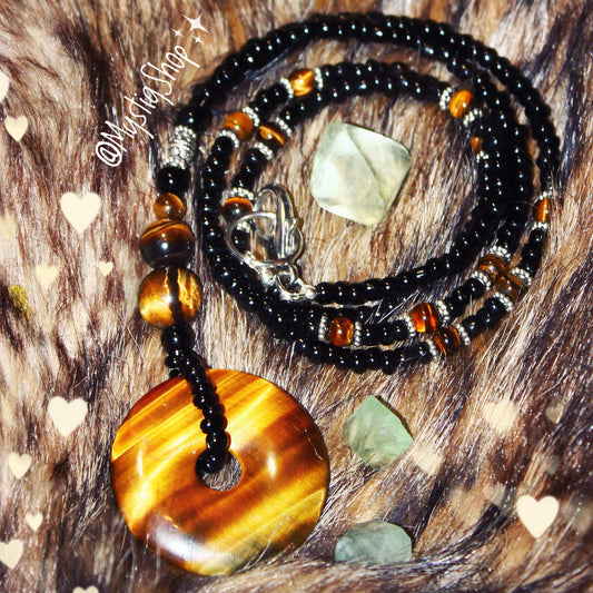 🐅Tiger’s Eye Donut Necklace