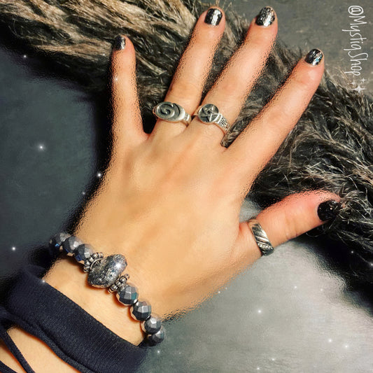 ✨Faceted Hematite & Pyrite Bracelet