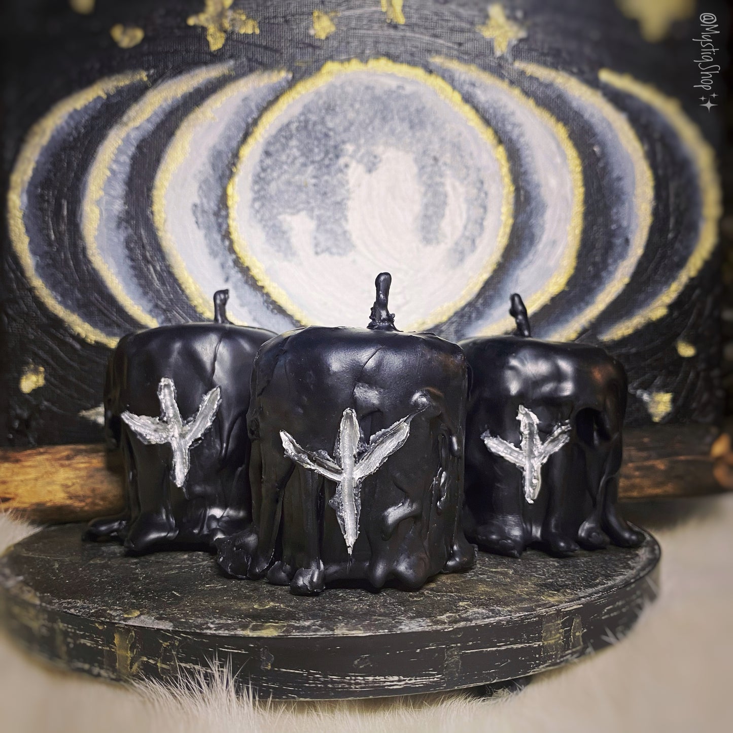 🕯Black “Algiz” Rune Beeswax Dungeon Taster Candles
