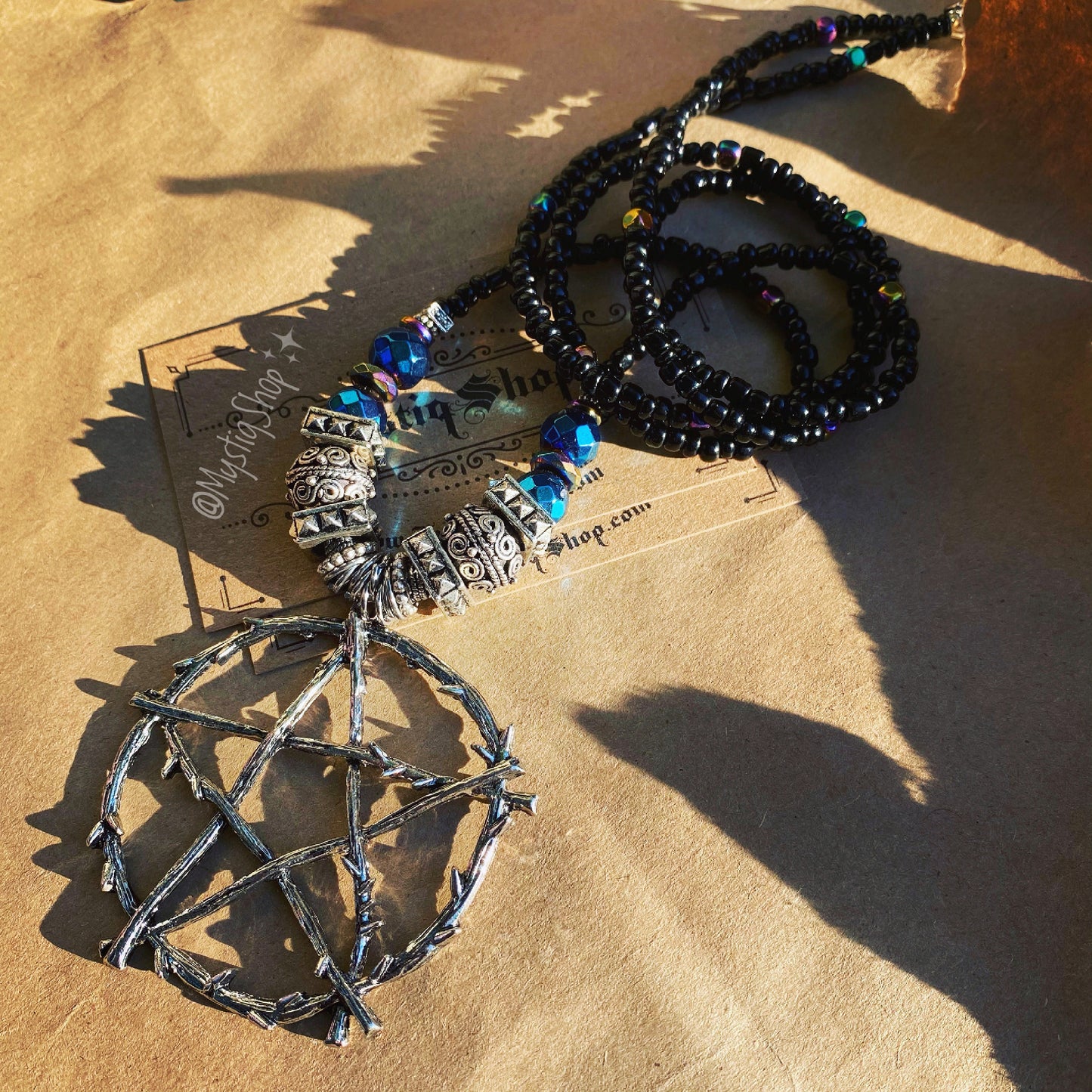 Pentagram Rainbow Hematite Necklace