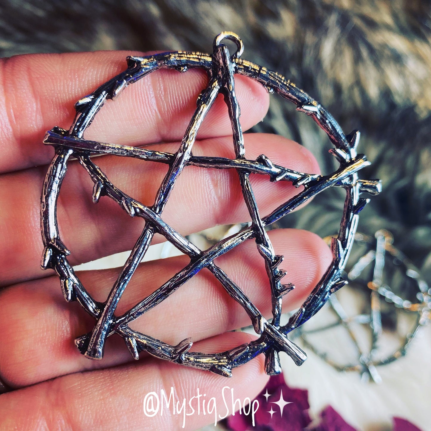 Pentagram Rainbow Hematite Necklace