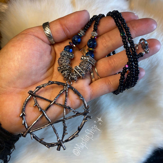 Pentagram Rainbow Hematite Necklace