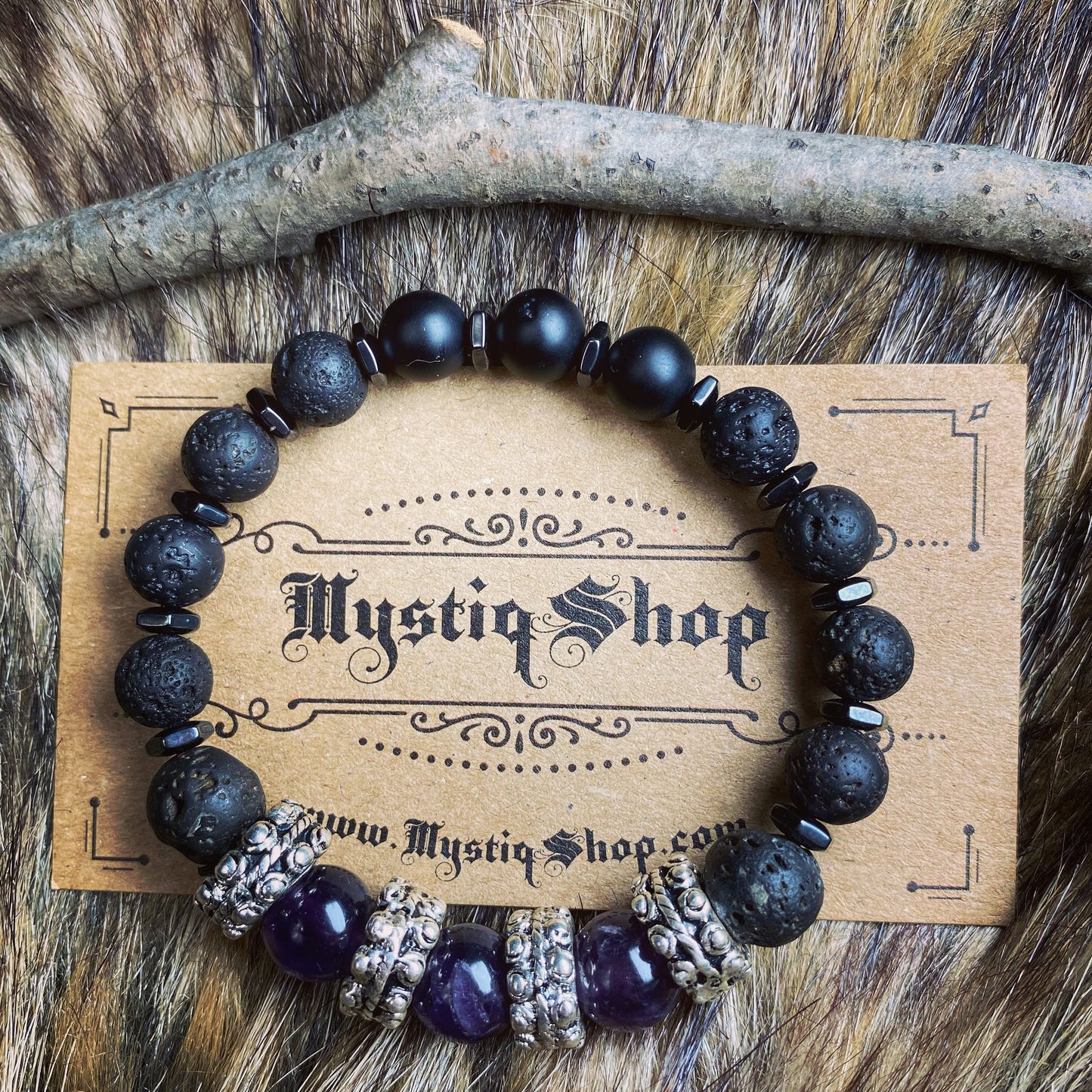 Amethyst, Lava Rock & Hematite Intuition Bracelet