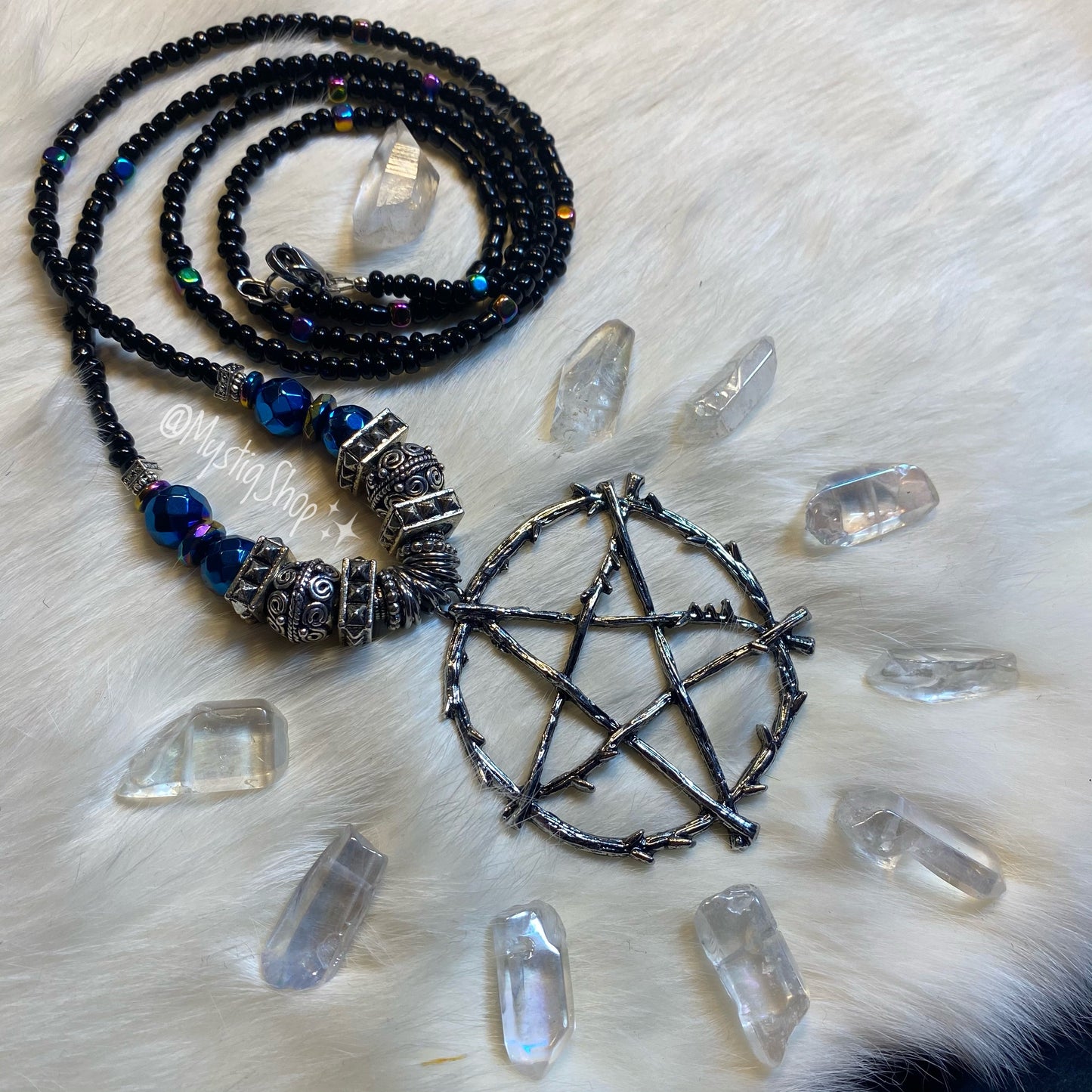 Pentagram Rainbow Hematite Necklace
