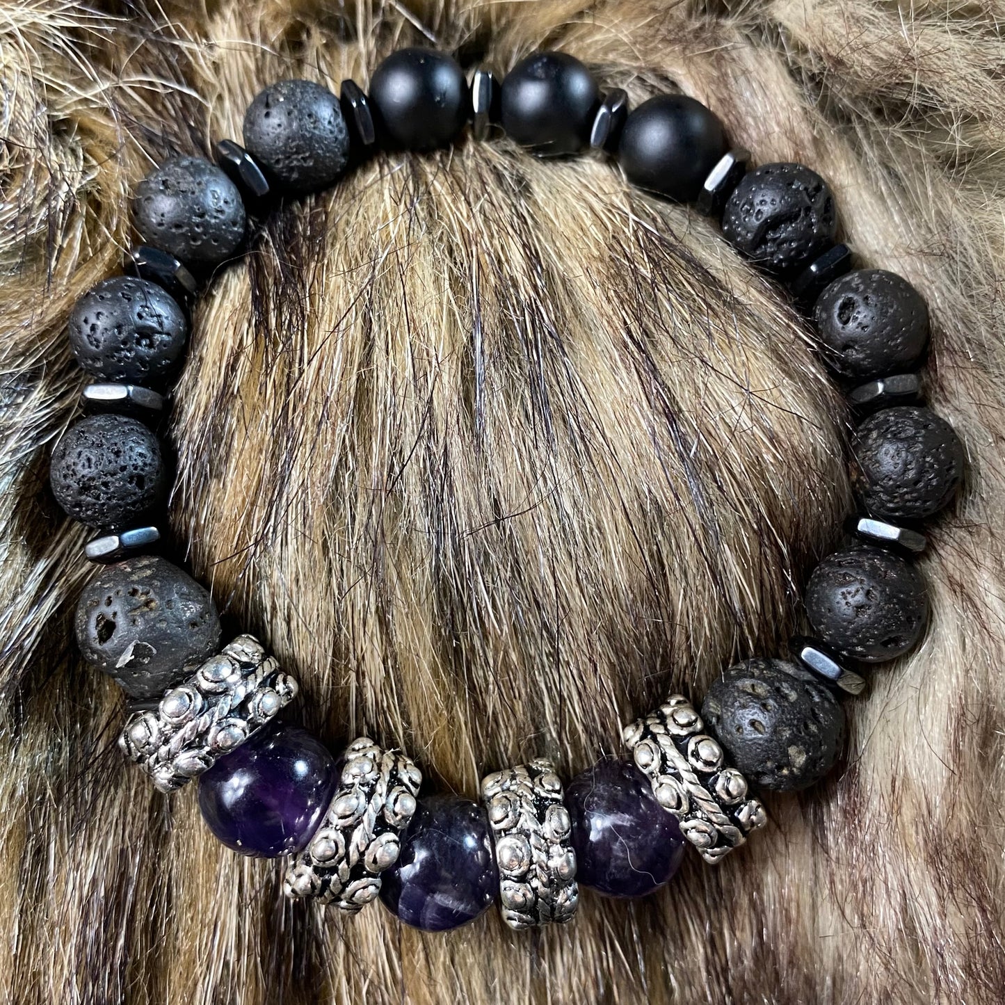 Amethyst, Lava Rock & Hematite Intuition Bracelet