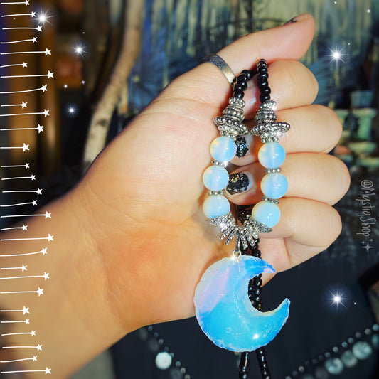 🌙Opalite & Moonstone CrescentMoon Necklace