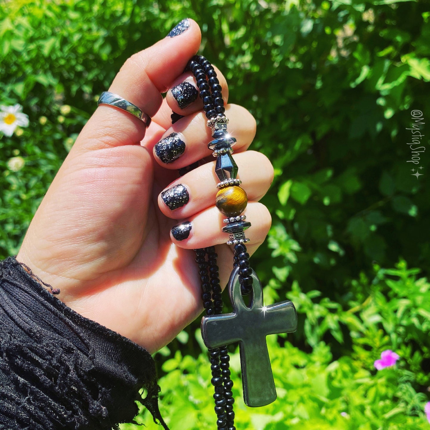 Hematite Ankh Necklace