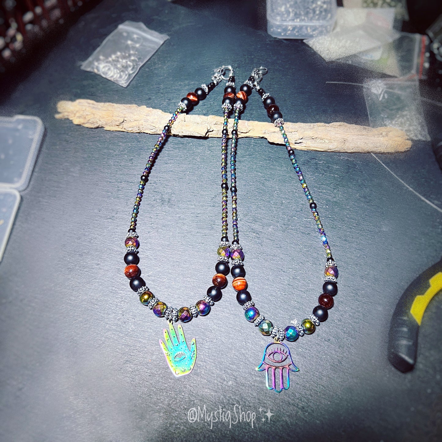 Rainbow Hamsa Necklaces